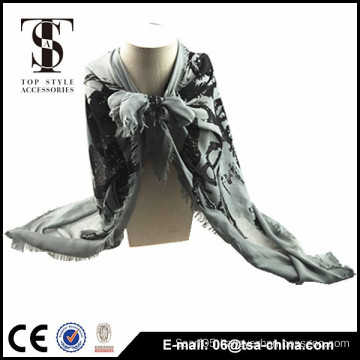 2016 popular printed lady viscose scarf lightweight voile plain woven scarf